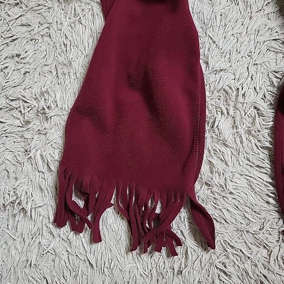 Burgundy Red Fleece Scarf Winter Fall Accessory Basics Classic Gorpcore Ski with - Picture 4 of 16